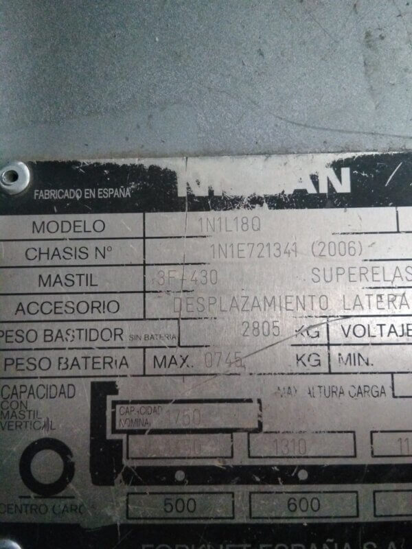 CARRETILLA ELEVADORA ELÉCTRICA NISSAN 10